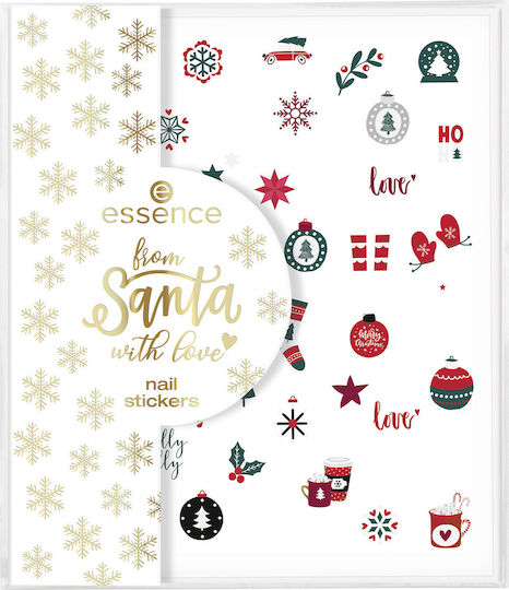 Essence Santa With Love Nail Stickers Aufkleber mit Design, Kunstaufkleber für Nägel 52Stück