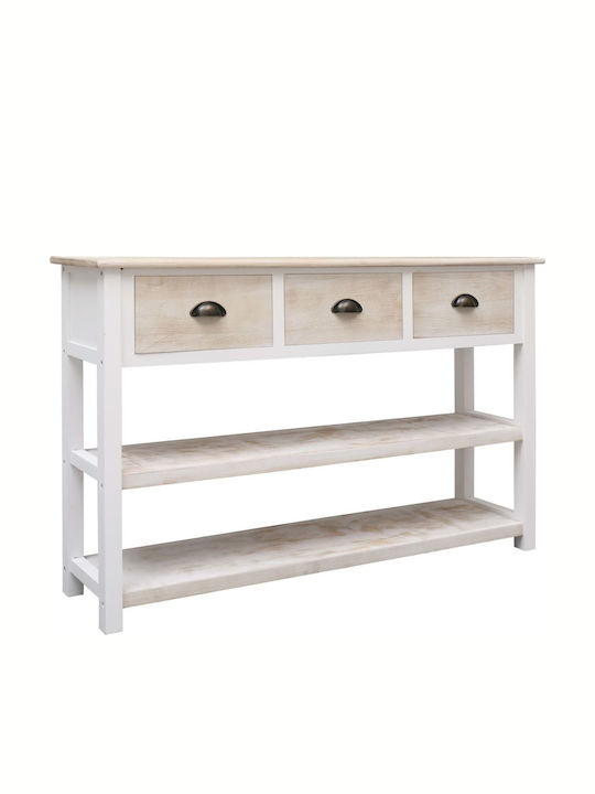 Solid Wood Console Table Φυσικό / Λευκή L115xW30xH76cm