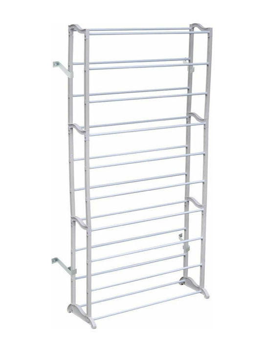 Metallic Shoe Organizer with 10 Shelves Gray 72x20x140cm