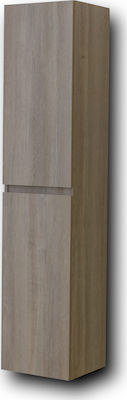 Martin Omega 35 Wall Hung Cabinet Bathroom Column Cabinet L35xD32xH160cm Grey Oak