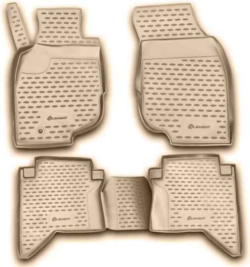 Novline Set of Front and Rear Mats 4pcs Tray Type for Toyota Hilux 2008+ Beige