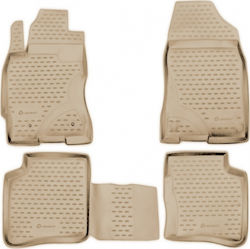 Novline Set of Front and Rear Mats Tray Type 4pcs from Rubber for Toyota Prius Beige