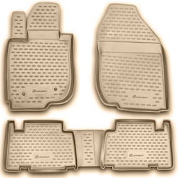 Novline Set of Front and Rear Mats Tray Type 4pcs from Rubber for Toyota RAV 4 Beige