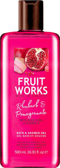 The English Bathing Company Fruit Works Rhubarb & Pomegranate Bubble Bath Gel with Aloe Vera Soothing 500ml