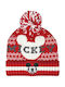 Pompon Mickey Mouse Kinder Mütze Gestrickt Rot