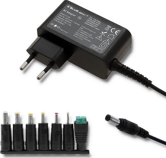 Qoltec Universal Încărcător Laptop 30W 12V 3A cu Adaptor de Alimentare și cu set de mufe