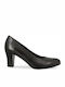 Leder Pumps mit Chunky mittelhohem Absatz Schwarz