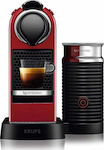Krups Citiz & Milk New Καφετιέρα για Κάψουλες Nespresso Πίεσης 19bar με Αφρογαλιέρα Red