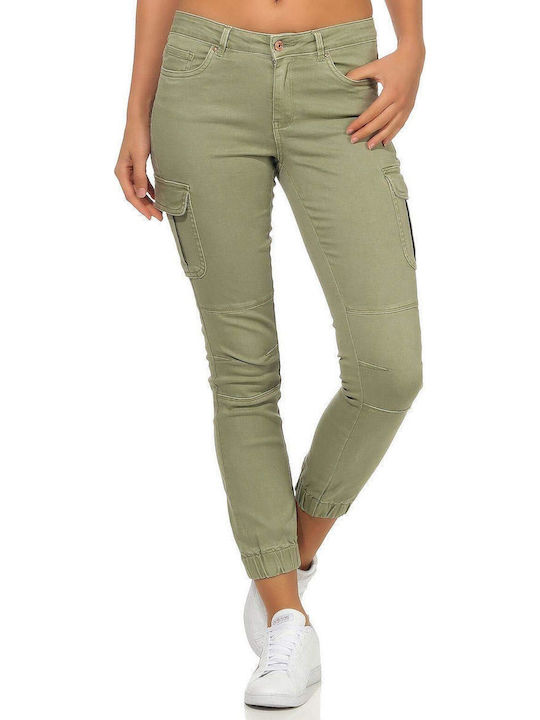 Only Ankle Damen Stoff Cargo Hose Oil Green