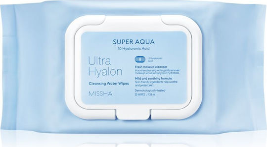 Missha Super Aqua Wipes Cleansing Face & Eyes for Acne-Prone Skin 30pcs