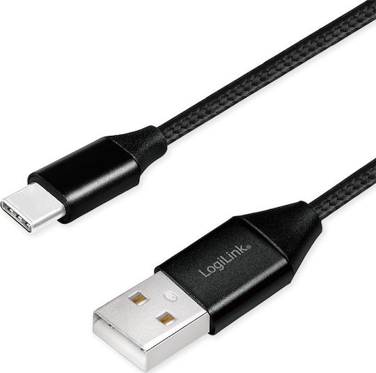 LogiLink Braided USB 2.0 Cable USB-C male - USB-A Black 0.3m (CU0139)