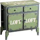 Sideboard made of Metal with Drawers Black / Green 80x40x86cm