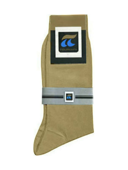 Pournara Herren Einfarbige Socken Beige 1Pack