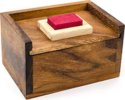 Wooden Logic Puzzle In Box Hide Red Stone