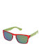 Polaroid Men's Sunglasses with Red Plastic Frame and Green Mirror Lens S1988 Z75Y