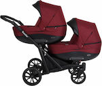 Kunert Booster 3 in 1 Adjustable Double Stroller Suitable for Newborn Burgundy