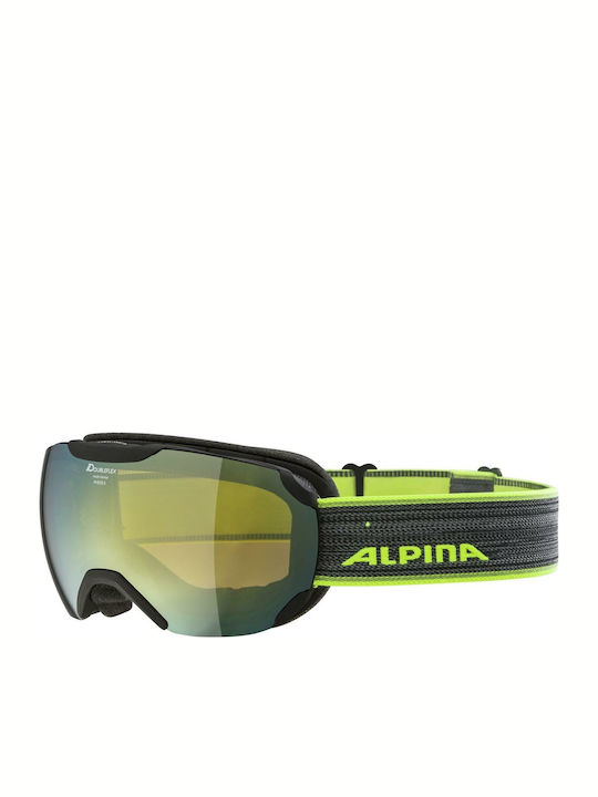 Alpina Pheos Hicon Ski- & Snowboardbrille Erwachsene Gray mit Linse Spiegel in Grün Farbe