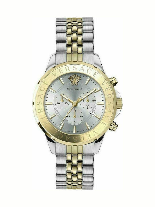 Versace Ανδρικό Ρολόι 45mm Μπαταρίας με Ασημί Μεταλλικό Μπρασελέ