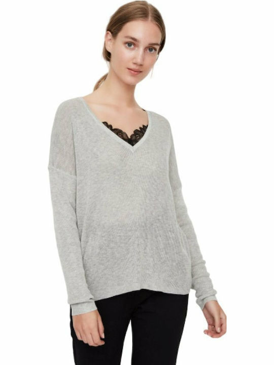 Vero Moda Damen Bluse Langärmelig Light Grey Melange