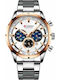 Curren Men's Watch 45mm Chronograph Battery with Silver Metal Bracelet
