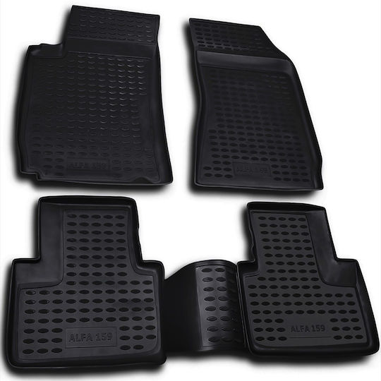 Novline Set of Front and Rear Mats 4pcs Tray Type for Alfa Romeo Alfa 159 2005-2013 Black