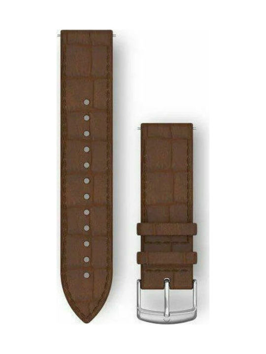 Garmin Quick Release 20mm Dark Brown Embossed Italian Leather with Silver Hardware
