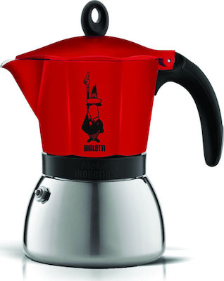 Bialetti Moka Induction Μπρίκι Espresso 6cups Κόκκινο