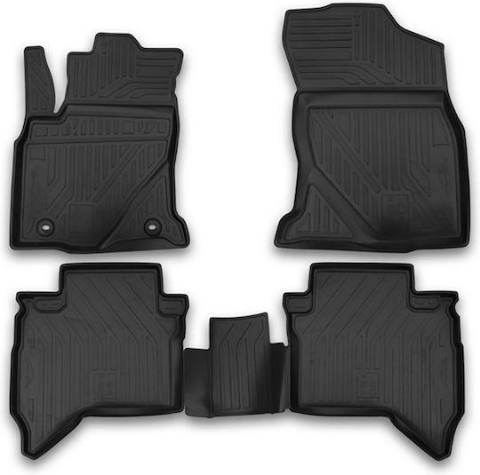 Novline Set of Front and Rear Mats 4pcs Tray Type for Toyota Hilux 4D 08/2015+ Black