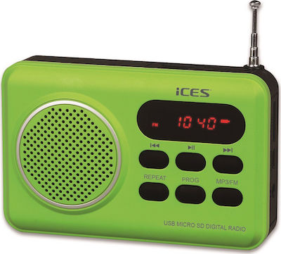 Ices IMPR-112 Radio de masă Reîncărcabil cu USB Verde