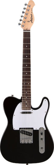 Aria Pro II 615 Frontier Elektrische Gitarre Telecaster mit SS Tonabnehmerkonfiguration Schwarz