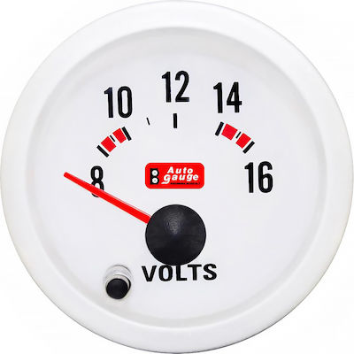 Auto Gauge Βολτόμετρο Αυτοκινήτου Λευκό