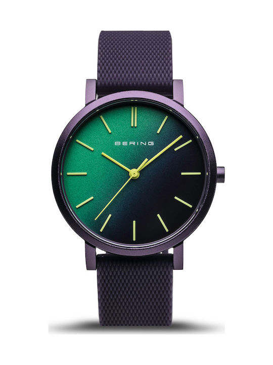 Bering Time Aurora Watch Battery with Purple Rubber Strap