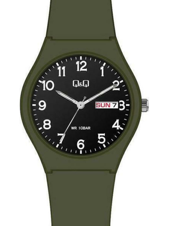 Q&Q Ανδρικό Ρολόι 38mm Μπαταρίας με Πράσινο Καο...