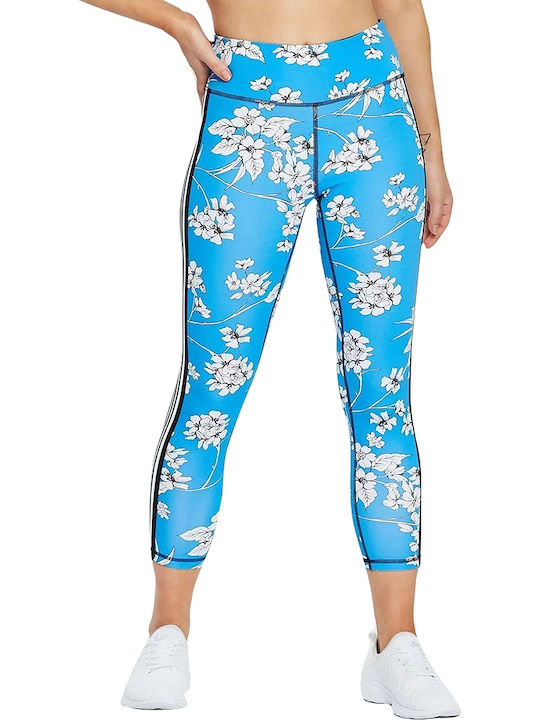 Schulung Frauen Capri Leggings Hochgeschnitten Blau