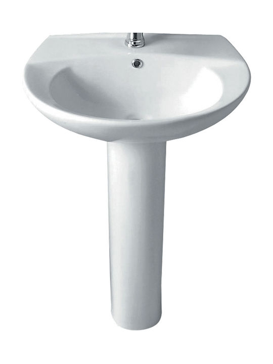 Gloria Porta Nova Wall Mounted Pedestal Sink Porcelain 62x51x84.5cm White