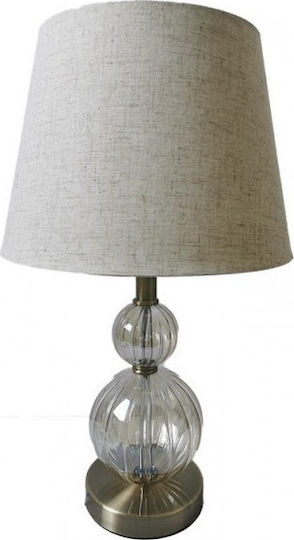 Karvounis Metall Tischlampe mit Beige Schirm und Transparent Basis