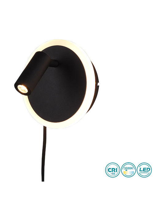 Trio Lighting Jordan Modern Wall Lamp with Integrated LED and Warm White Light Black Width 15cm