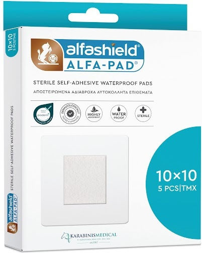 Alfa Pad Αποστειρωμένα Αδιάβροχα Αυτοκόλλητα Επιθέματα 10x 10cm , 5τεμ