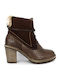 Tamaris Leather Women's Ankle Boots with High Heel Tabac Brown