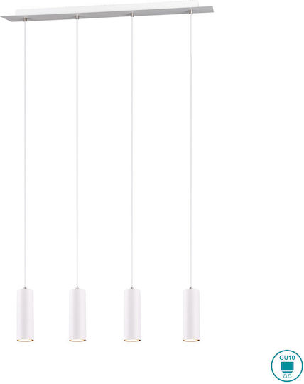 Trio Lighting Marley Adjustable Pendant Light White Rail for 4 Bulbs GU10 75cm