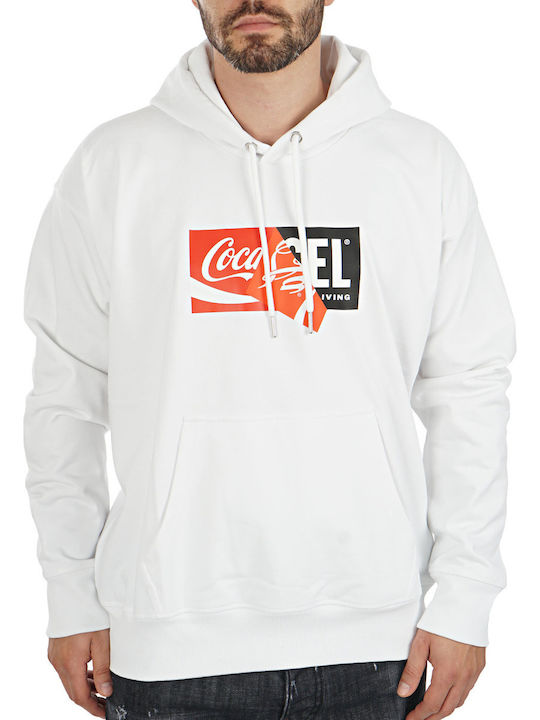 Diesel CC-S-Alby-Cola Men's Sweatshirt with Hood and Pockets White