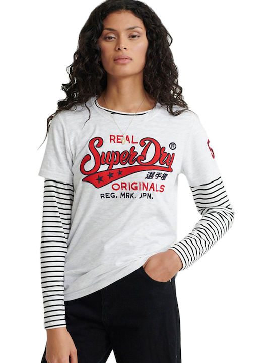 Superdry Real Originals Women's Blouse Long Sleeve Striped White