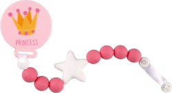 Kiokids Chain Pacifier Κλιπ with Beads made of Silicone Pink