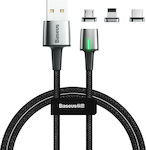 Baseus Zinc Braided / Magnetic USB to Lightning / Type-C / micro USB Cable Μαύρο 2m (TZCAXC-B01)