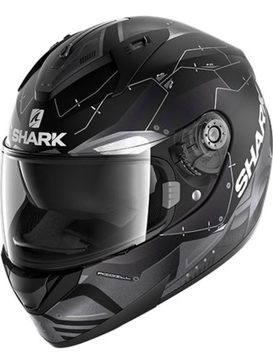 Shark Ridill Mecca Full Face Helmet with Sun Visor ECE 22.05 1550gr Black/Anthracite/Silver HE0538KAS