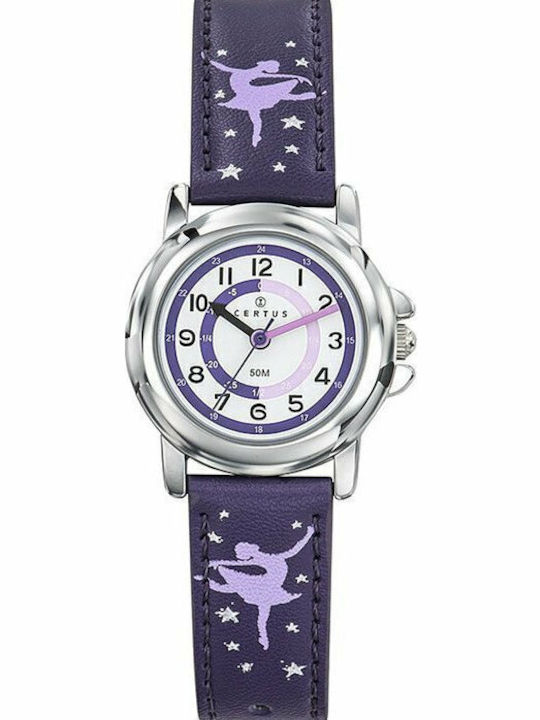 Certus Ceas analogic pentru copii cu curea din piele Violet