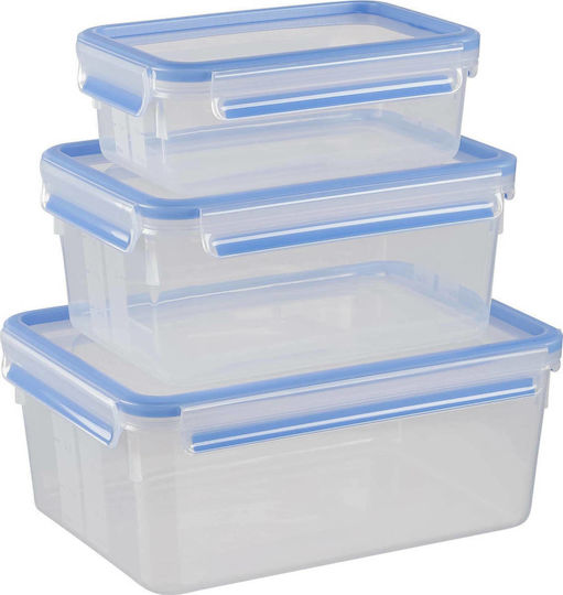 Emsa Clip & Close Set Plastic Lunch Boxes Blue 3 Pieces