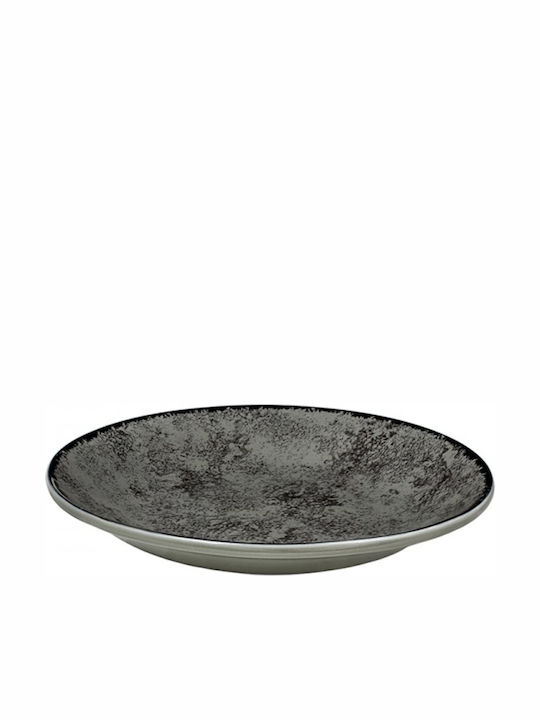 Oriana Ferelli Plate Soup Plates Porcelain Γκρι with Diameter 23cm 1pcs
