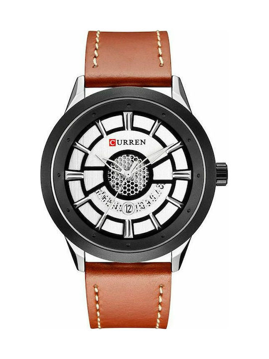 Curren Watch Battery with Brown Leather Strap