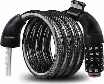 Cable Lock Κλειδαριά Ποδηλάτου Κουλούρα με Συνδυασμό Μαύρη